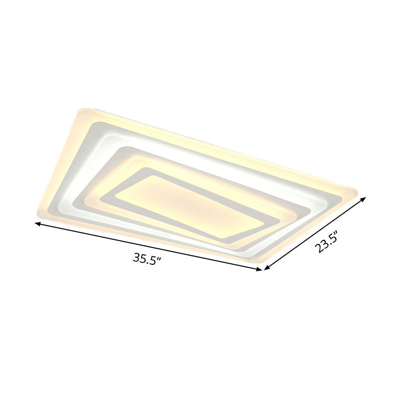 Modern Style LED Ceiling Light Ultrathin Acrylic Shade White Spiral Rectangle Flushmount in Warm/White Light