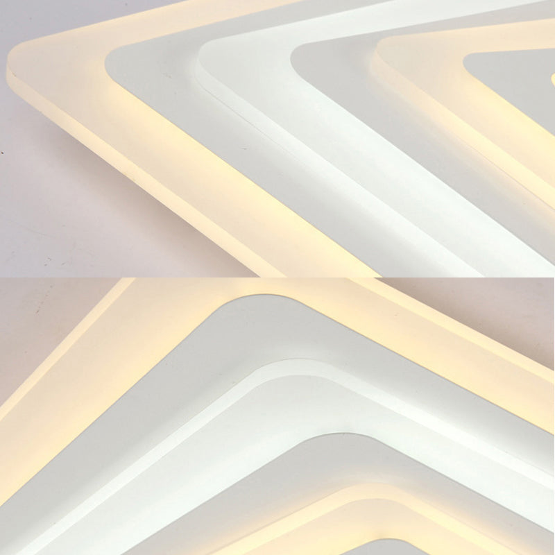 Modern Style LED Ceiling Light Ultrathin Acrylic Shade White Spiral Rectangle Flushmount in Warm/White Light