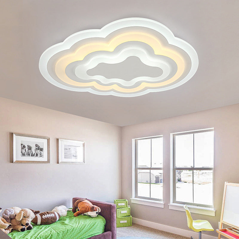 15"/18"/23.5" W Acrylic Cloud Flush Light Minimalist LED White Indoor Light Fixture in Warm/White Light