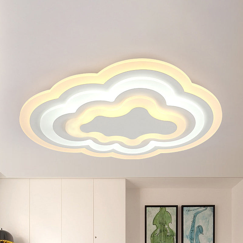 15"/18"/23.5" W Acrylic Cloud Flush Light Minimalist LED White Indoor Light Fixture in Warm/White Light