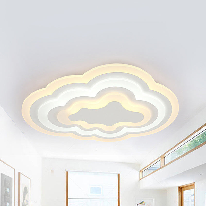 15"/18"/23,5" W Acryl Cloud Flush Light Minimalistische weiße LED-Innenleuchte mit warmem/weißem Licht