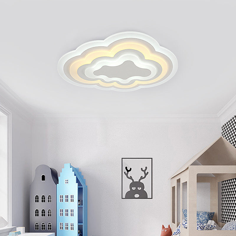 15"/18"/23.5" W Acrylic Cloud Flush Light Minimalist LED White Indoor Light Fixture in Warm/White Light