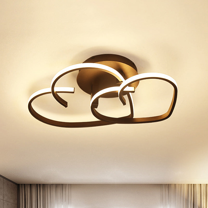 Plafonnier à cadre en forme de cœur de café de 21,5"/25,5" de large, luminaire LED moderniste en fer, lumière blanche chaude/télécommande, gradation continue