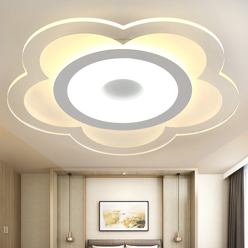 16 "/19.5" W Simple 5 - Petal LED Flush Lampada Super Sottile Opaco Acrilico Bianco Lampada a Warm / White Light