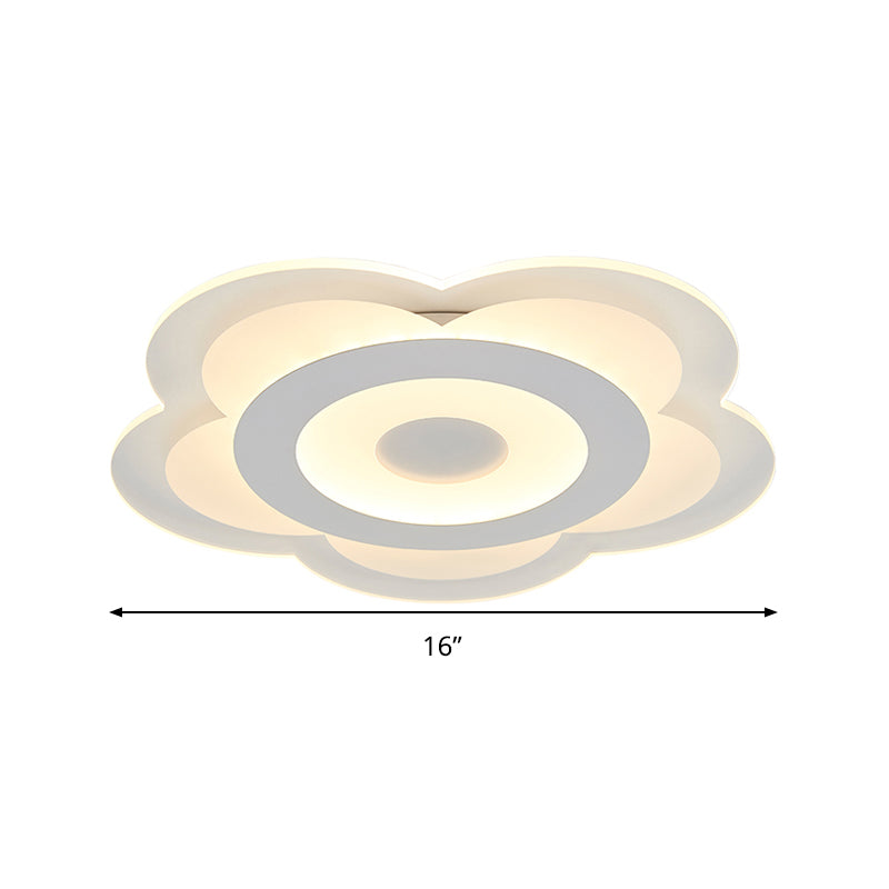 Lámpara empotrada LED simple de 5 pétalos de 16"/19,5" W Lámpara de techo blanca acrílica opaca súper delgada con luz blanca/cálida