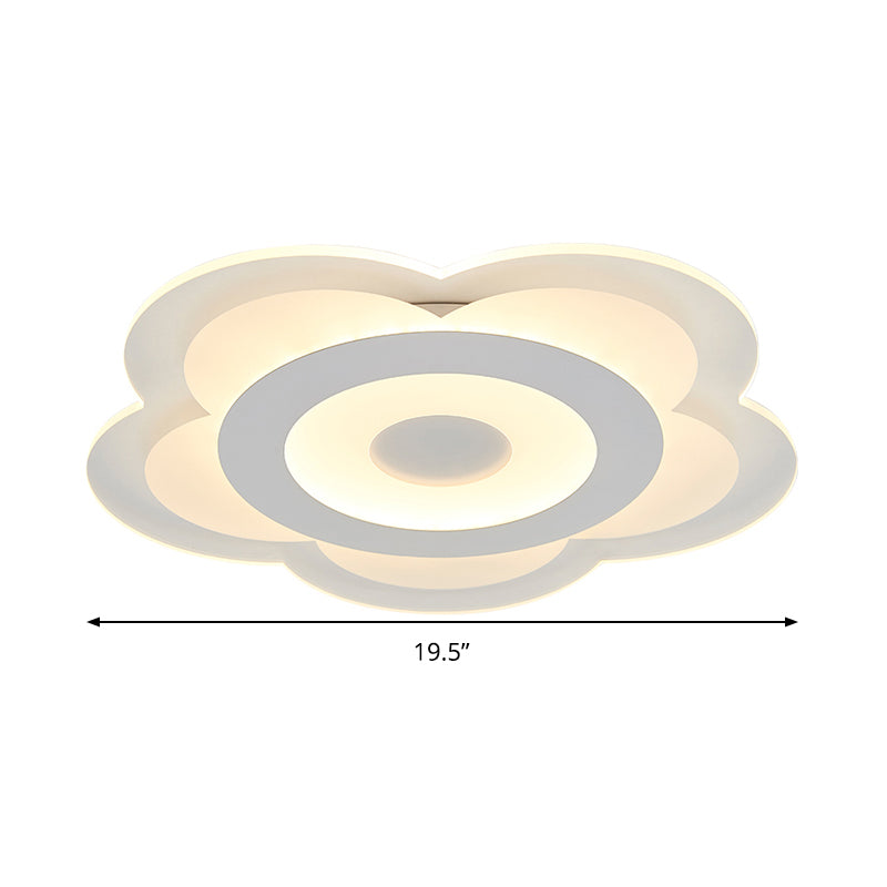 Lámpara empotrada LED simple de 5 pétalos de 16"/19,5" W Lámpara de techo blanca acrílica opaca súper delgada con luz blanca/cálida