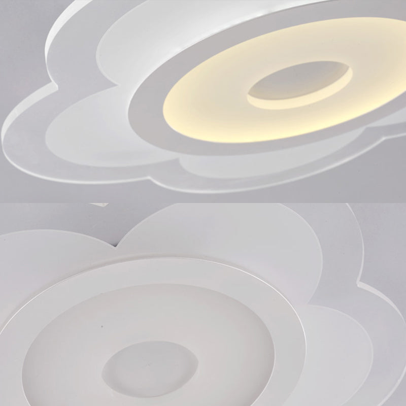 Plafonnier LED simple à 5 pétales de 40,6 cm/49,5 cm de largeur, plafonnier blanc en acrylique opaque super fin avec lumière chaude/blanche