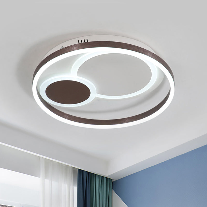 16 "/19.5" Dia Metal Baan Plafond Flush Licht Modern Koffie LED Flushmount in Warm/Wit Licht/Remote Control Stepless Dimming