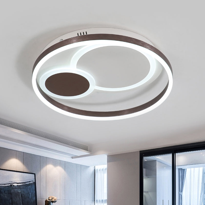 16 "/19.5" Dia Metal Baan Plafond Flush Licht Modern Koffie LED Flushmount in Warm/Wit Licht/Remote Control Stepless Dimming