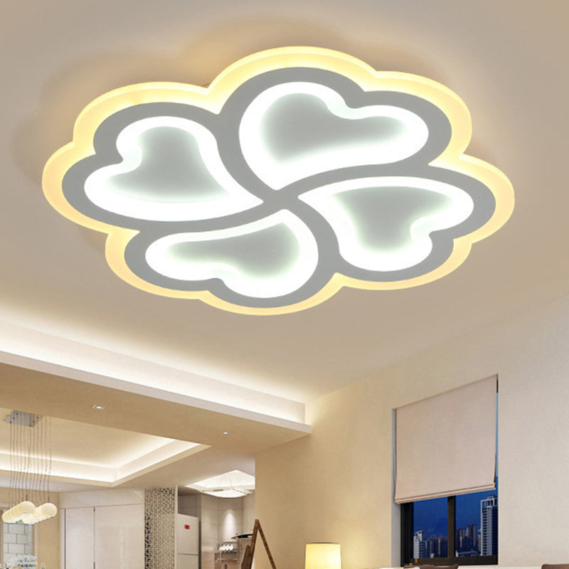 White Clover Ceiling Mount Lamp 19.5"/23.5" W Modern Style LED Metallic Flushmount in Warm/White Light