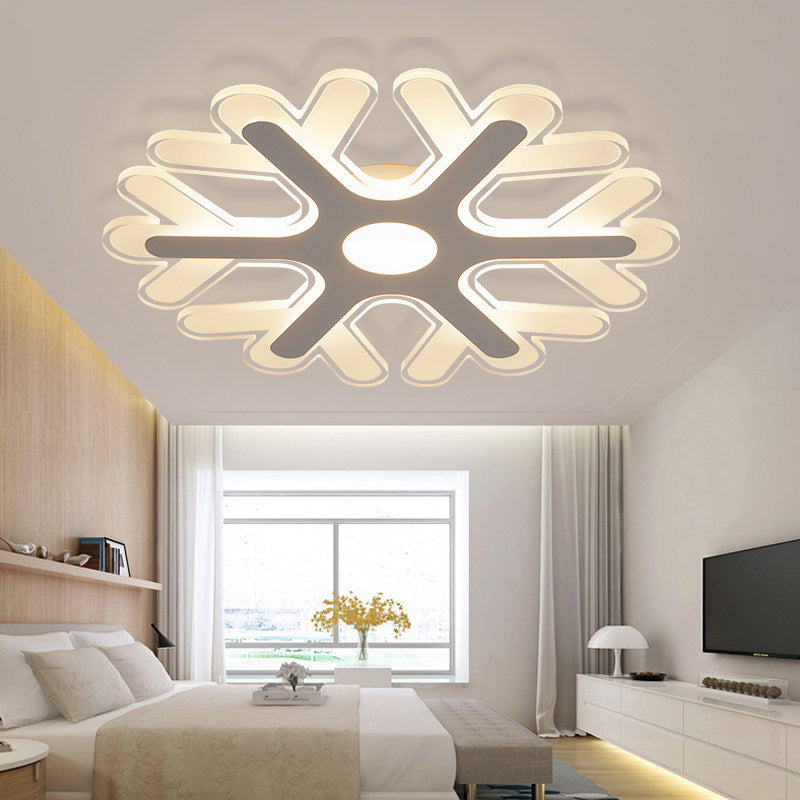 White Coral Flush Ceiling Light 16"/19.5" Dia Modernism Slim Acrylic LED Flush Lamp in Warm/White/3 Color Light