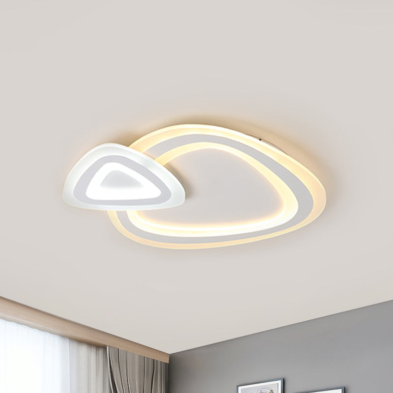 Plafonnier LED mince en acrylique à double triangle, luminaire encastré blanc minimaliste en lumière chaude/blanche/3 couleurs