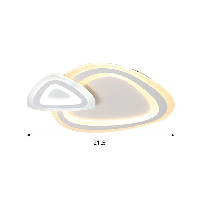 Schlanke Acryl-Deckenleuchte mit zwei Dreiecken, minimalistische weiße LED-Einbauleuchte in warmem/weißem/3-Farben-Licht