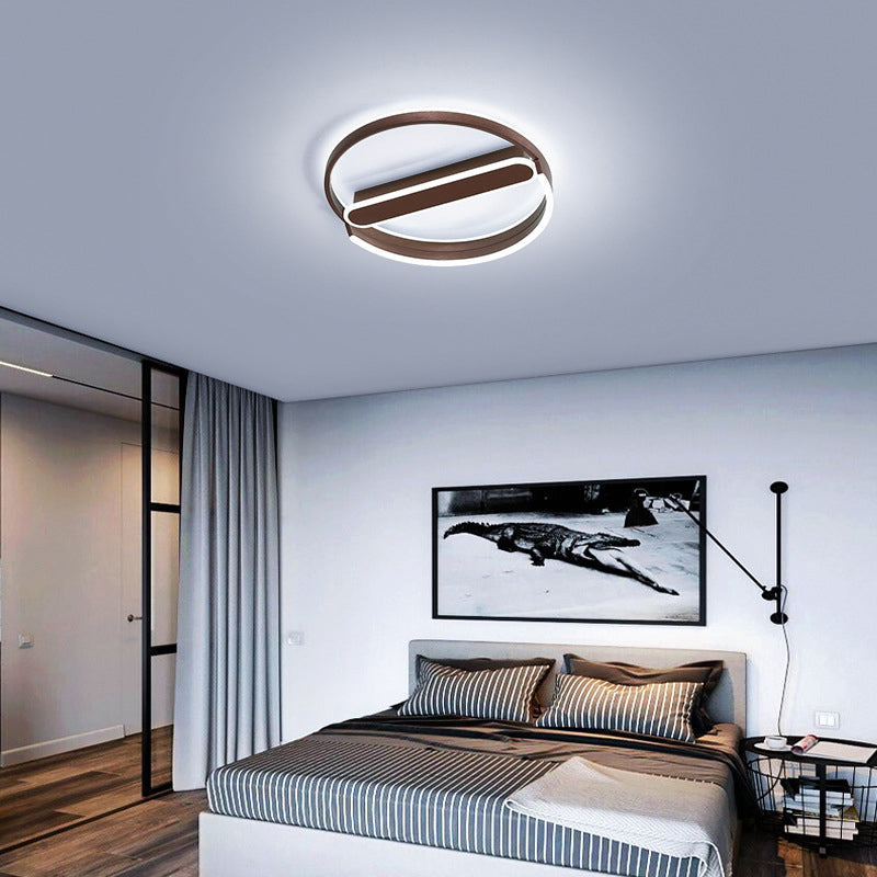 Coffee Halo Ring Flush Lighting 16"/19.5" Dia Simple LED Metallic Ceiling Mount Fixture in Warm/White Light/Remote Control Stepless Dimming