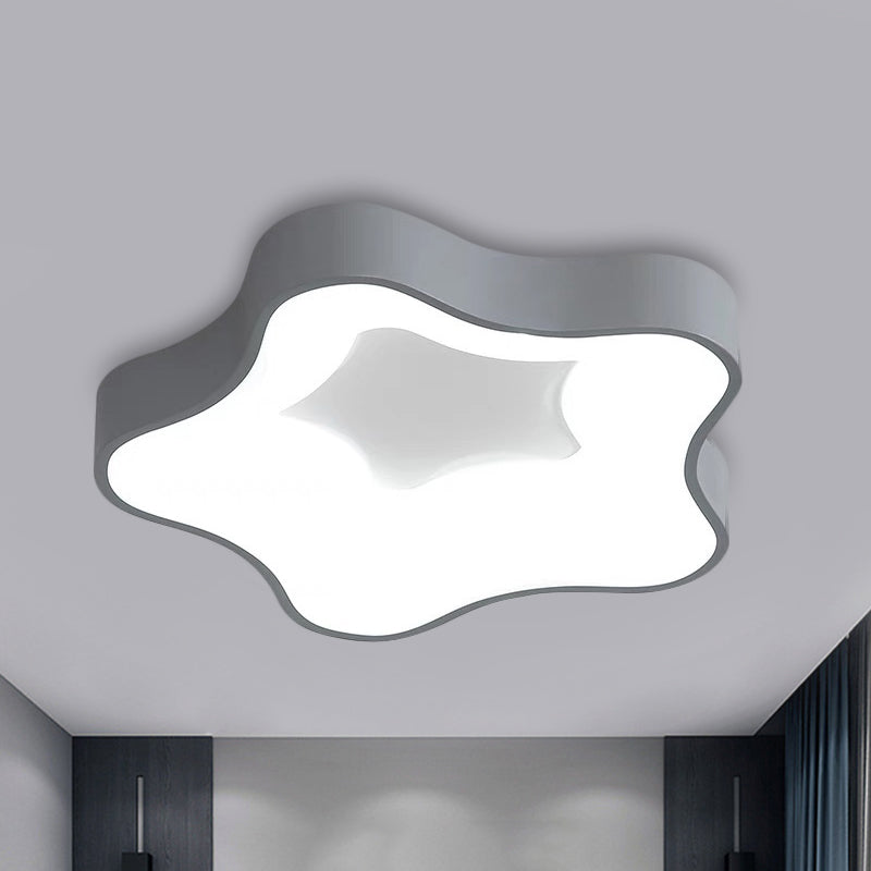 LED Slaapkamer Flush verlichting Nordic Star metalen plafond lamp kit in grijs, warm/wit licht