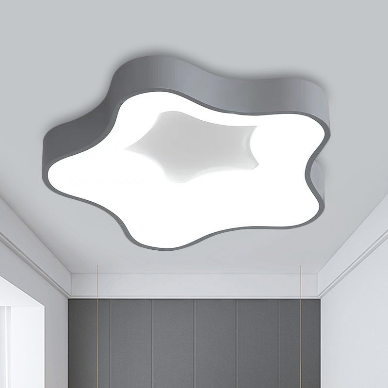 LED Slaapkamer Flush verlichting Nordic Star metalen plafond lamp kit in grijs, warm/wit licht