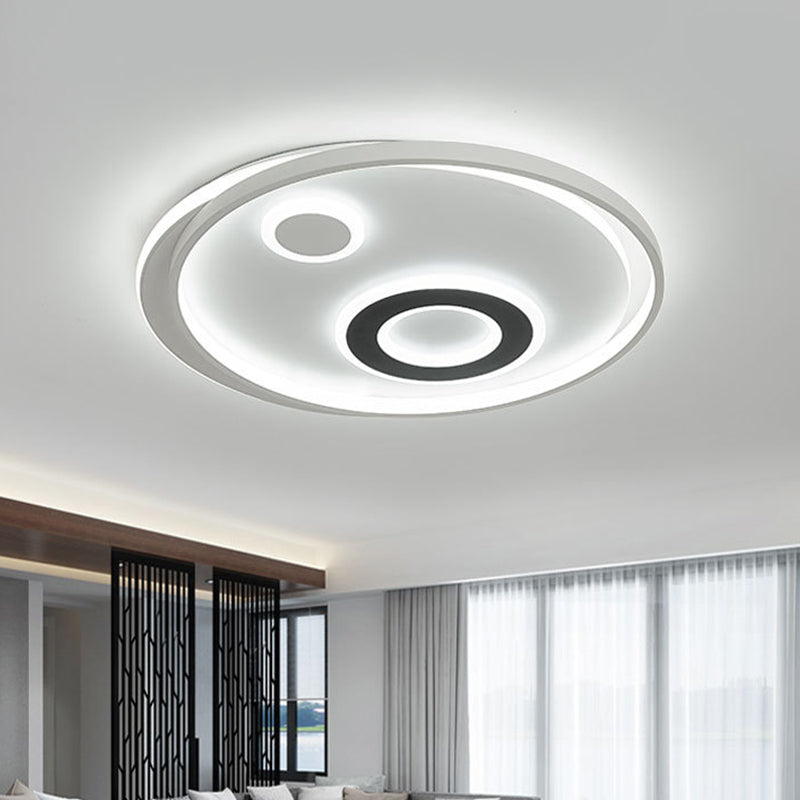 18"/21.5" Dia Circular LED Flush Lamp Kit Modern Stylish Metallic White Flush Mount Ceiling Light in Warm/White Light