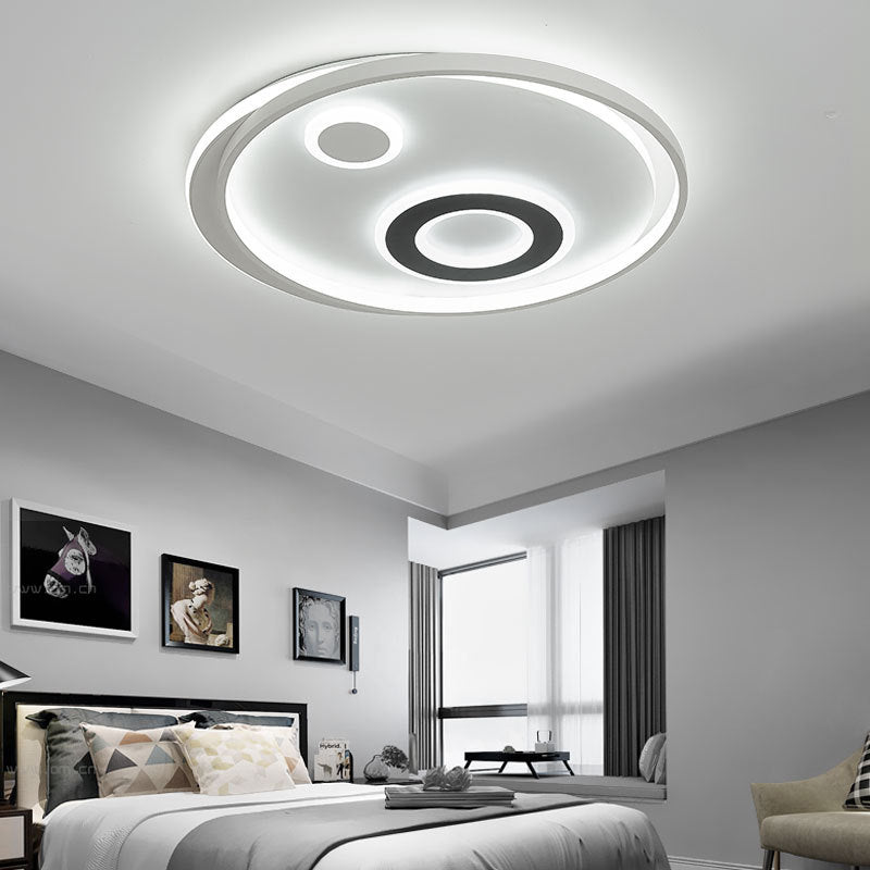 18"/21.5" Dia Circular LED Flush Lamp Kit Modern Stylish Metallic White Flush Mount Ceiling Light in Warm/White Light