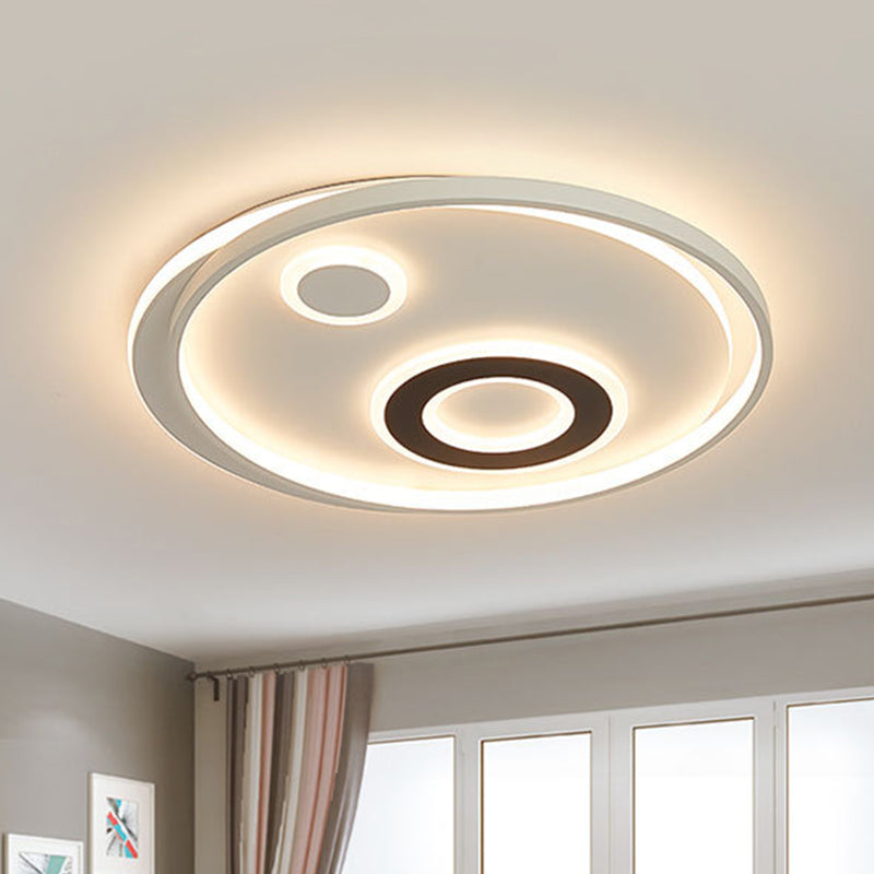 18"/21.5" Dia Circular LED Flush Lamp Kit Modern Stylish Metallic White Flush Mount Ceiling Light in Warm/White Light