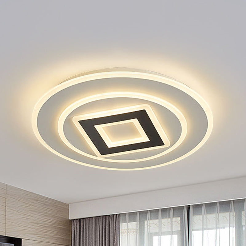 Nordic Style Layered Flush Light 18"/21.5" Dia Acrylic LED White Ceiling Flush Mount in Warm/White Light/Remote Control Stepless Dimming