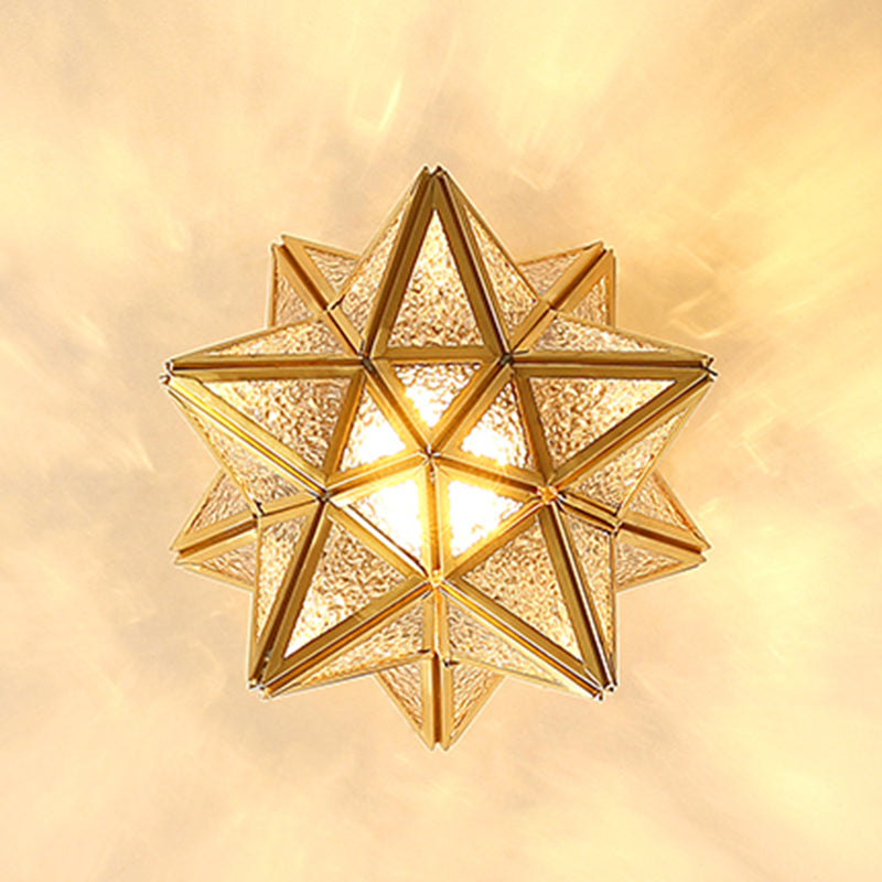 Gold Ceiling Mounted Fixture Traditional-Style Glass Star-Shaped Ceiling Light Fixture