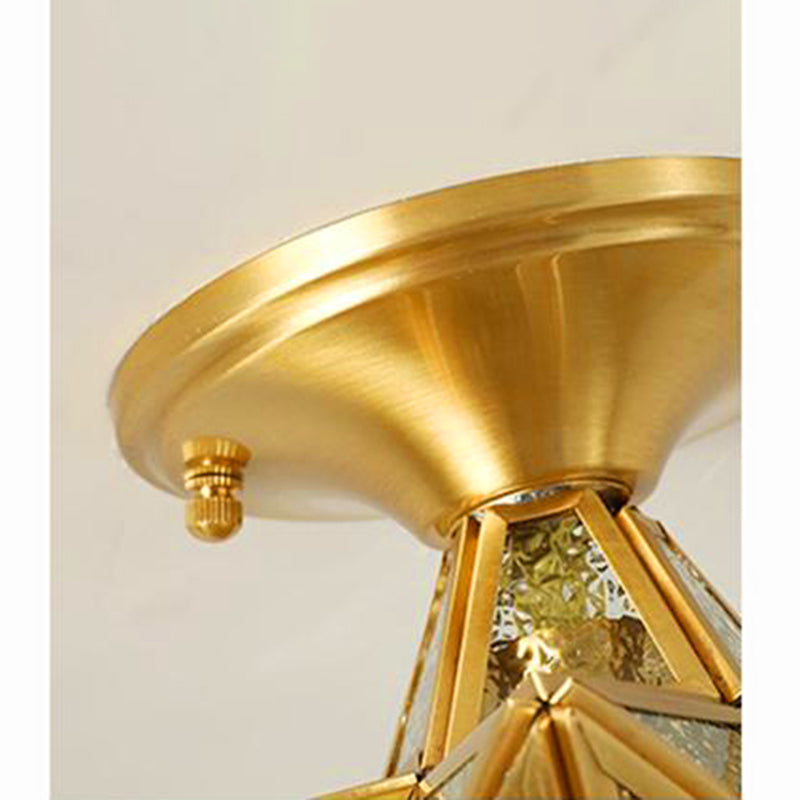 Gold Ceiling Mounted Fixture Traditional-Style Glass Star-Shaped Ceiling Light Fixture