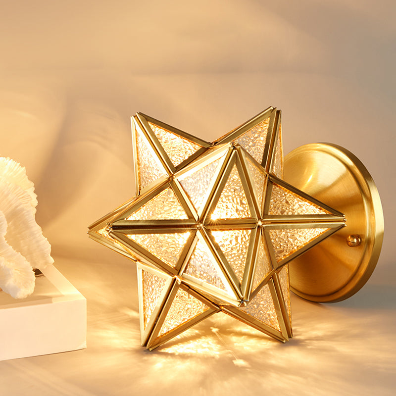 Gold Ceiling Mounted Fixture Traditional-Style Glass Star-Shaped Ceiling Light Fixture