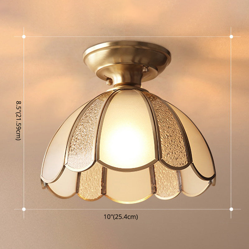 Gold Dome Close to Ceiling Lighting Traditional-Style Glass Aisle Ceiling Flush Mount