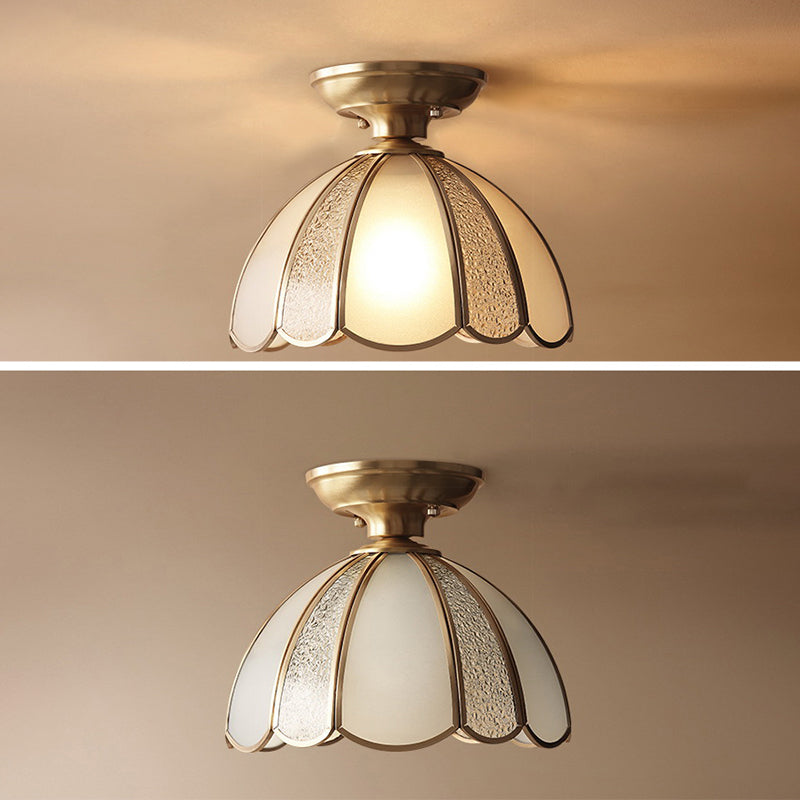 Gold Dome Close to Ceiling Lighting Traditional-Style Glass Aisle Ceiling Flush Mount