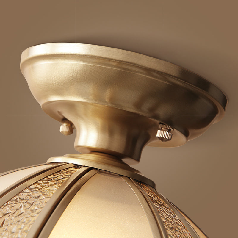 Gold Dome Close to Ceiling Lighting Traditional-Style Glass Aisle Ceiling Flush Mount