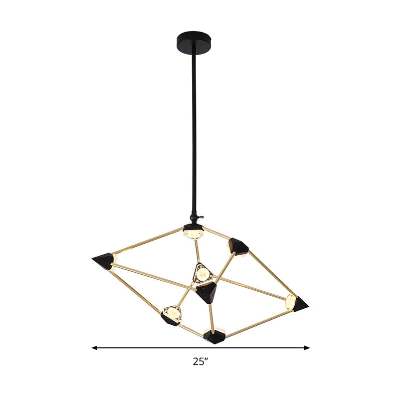 25"/31.5" Wide Diamond Metal Pendant Light Contemporary Black LED Hanging Chandelier for Dining Room