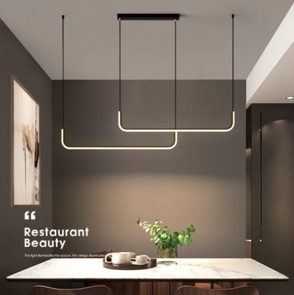 Tube Hanging Island Lights Fills d'éclairage de lustre en aluminium ultra-contemporain pour le restaurant