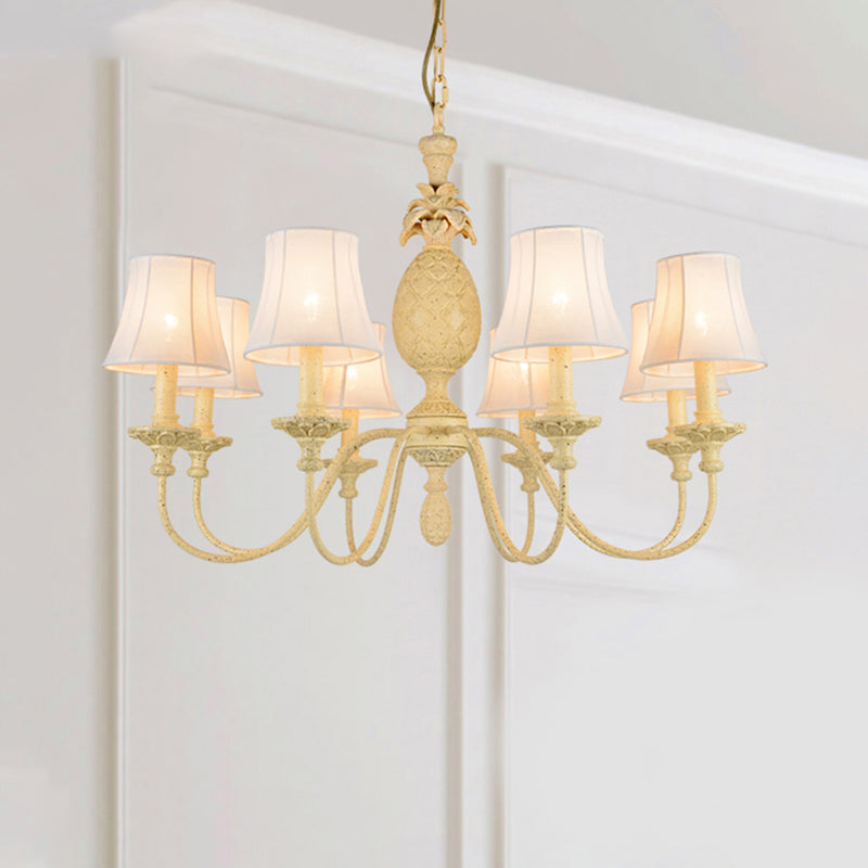 Empire Shade Fabric Hanging Ceiling Light Simple Style 5/8 Lights Yellow Chandelier Light Fixture