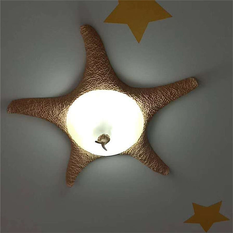 3 Bulbes Flush Mount Lighting Traditional Starfish Frosted Glass Ceiling Mounted Lamp Fixture in Beige