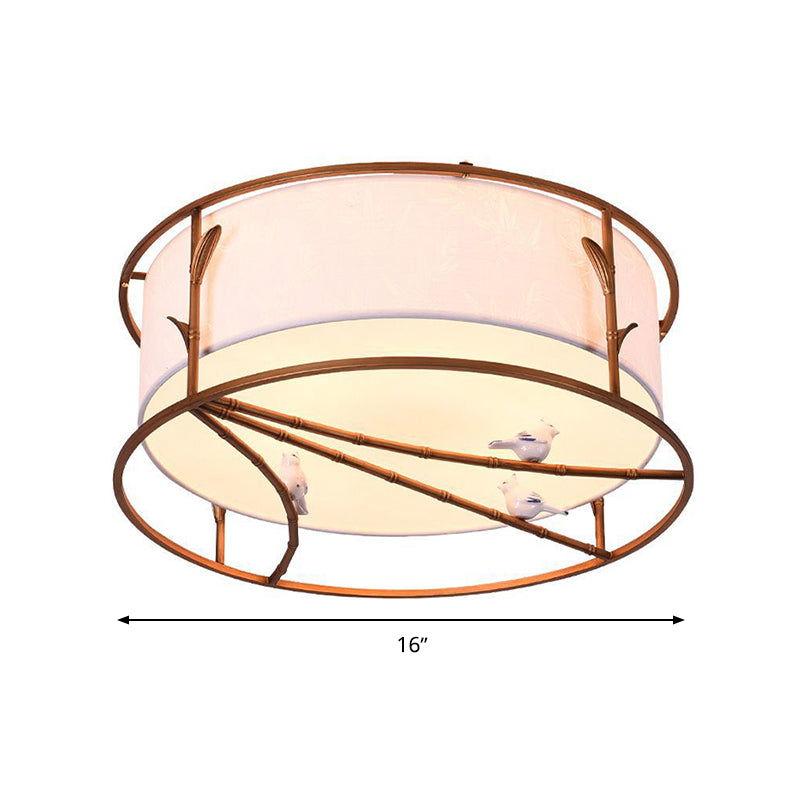 Éclairage encastré de plafond à tambour marron, tissu traditionnel de 16 "/19.5"/23.5 "de large, 3/5/6 têtes, luminaire de montage encastré pour chambre à coucher