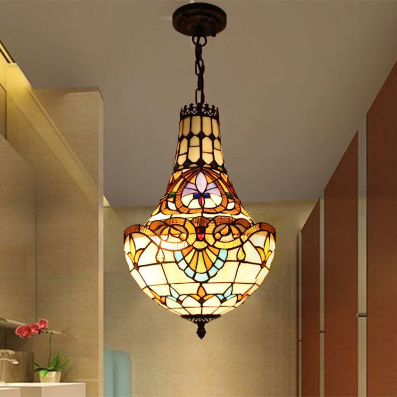 3/5 Lights Flower Chandelier Light Fixture Antique Bronze Cut Glass Suspension Pendant, 12"/16" Wide