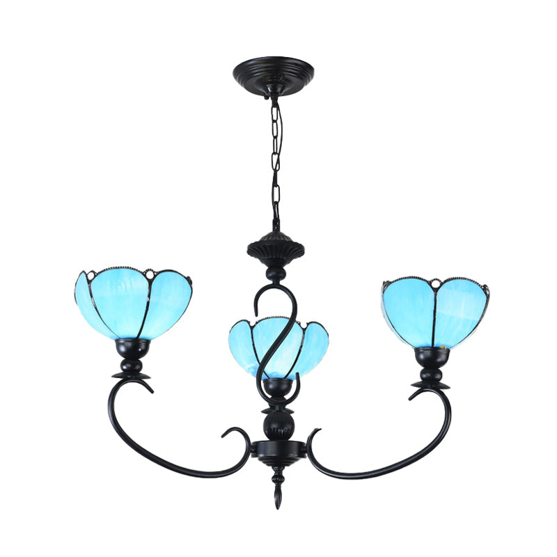 Chandelier festonné 3/5/6/8 LUMILES BLUE / BLEU ET VERRE EN VERRE EN PENDANT BAROQUE POUR LA SALLE À DANS