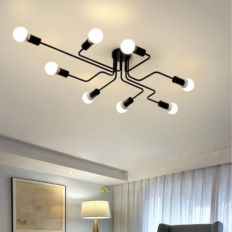 Sputnik Semi Flush Mount Lightture Industrial Metallic Plafond Lighttures pour le salon