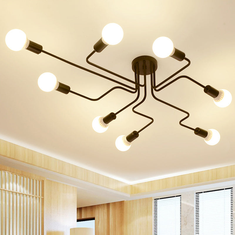 Sputnik Semi Flush Mount Lightture Industrial Metallic Plafond Lighttures pour le salon