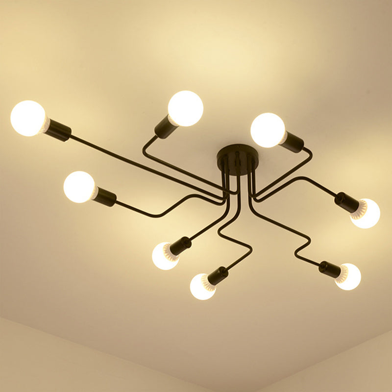 Sputnik Semi Flush Mount Light Fixture Industrial Metallic Ceiling Light Fixtures for Living Room