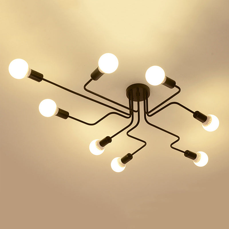 Sputnik Semi Flush Mount Lightture Industrial Metallic Plafond Lighttures pour le salon