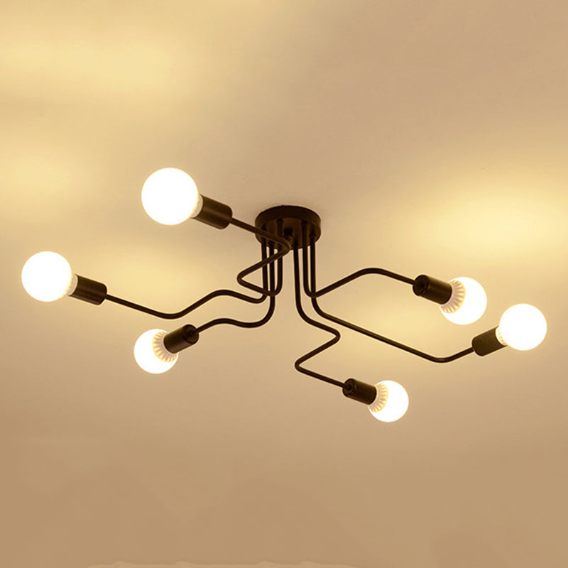 Sputnik Semi Flush Mount Light Fixture Industrial Metallic Ceiling Light Fixtures for Living Room