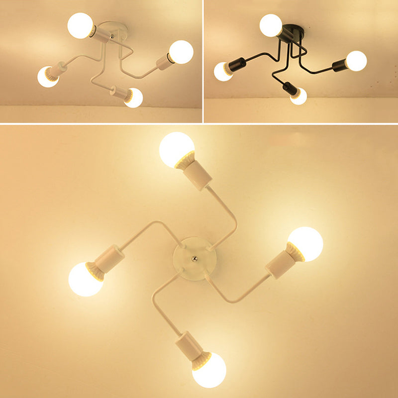 Sputnik Semi Flush Mount Lightture Industrial Metallic Plafond Lighttures pour le salon