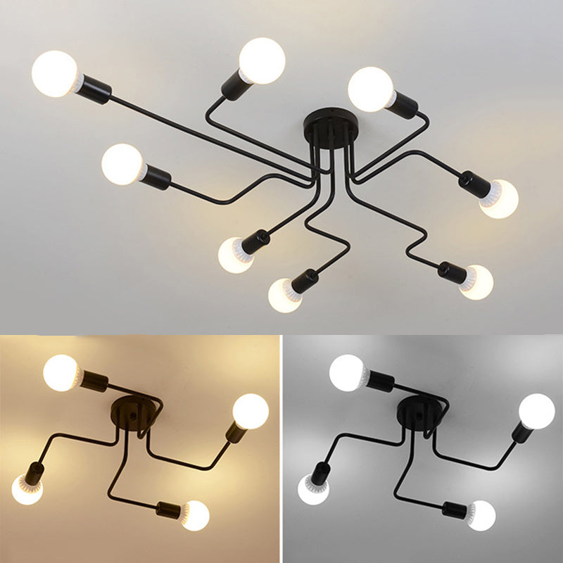 Sputnik Semi Flush Mount Light Fixture Industrial Metallic Ceiling Light Fixtures for Living Room