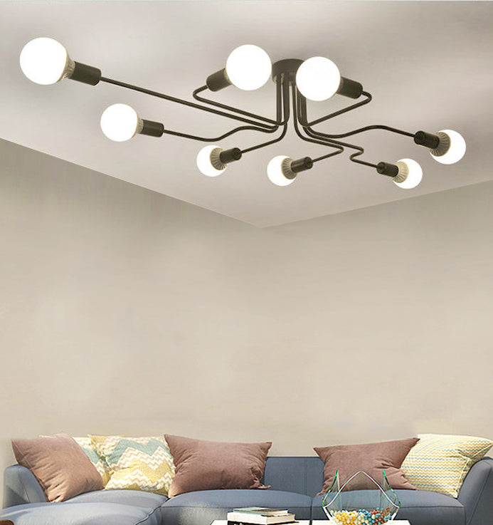 Sputnik Semi Flush Mount Light Fixture Industrial Metallic Ceiling Light Fixtures for Living Room