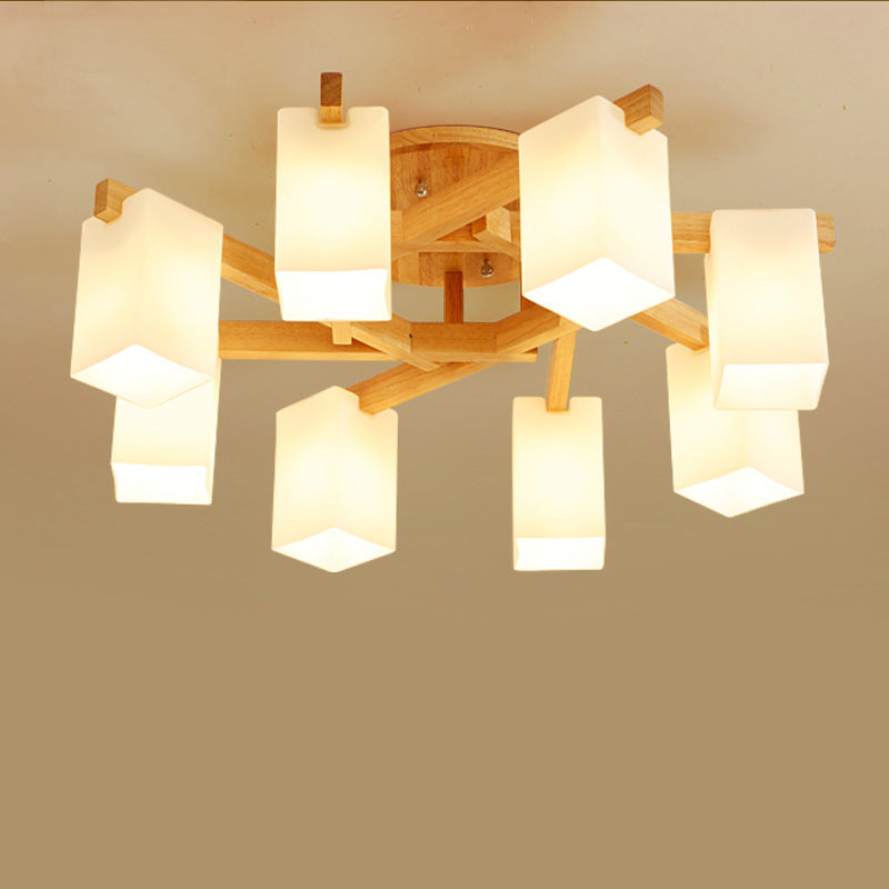 Rectangle Semi Flush Mount Light Fixture Wood Modern Simplicity Flush Mount Ceiling Light Fixture