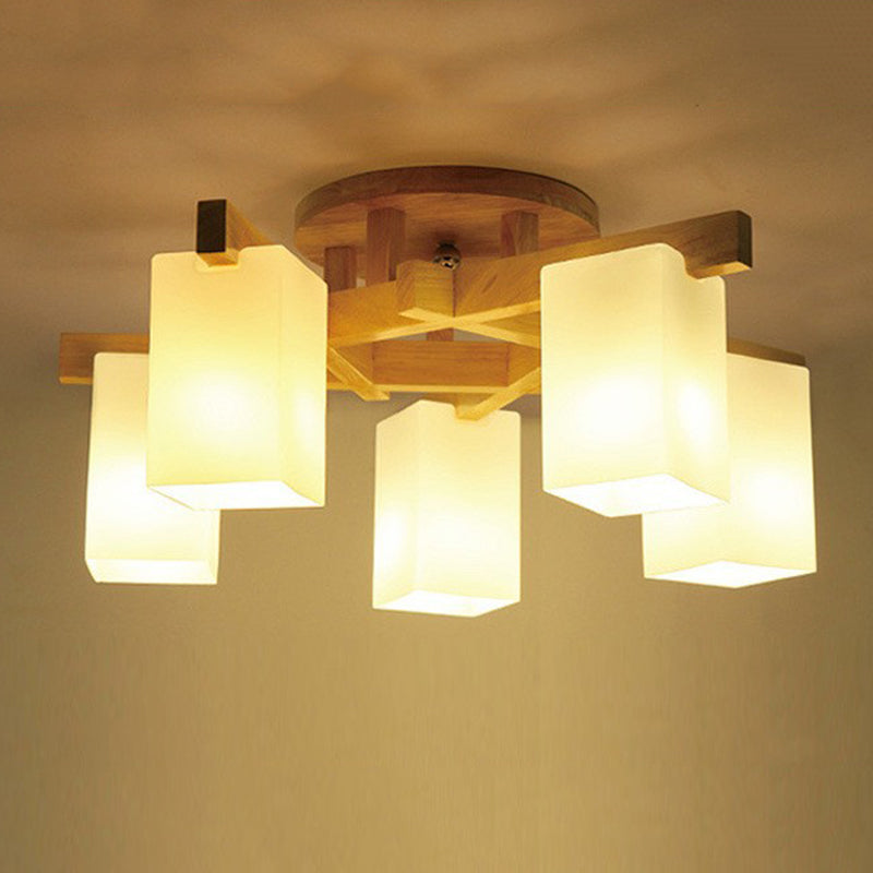 Rectangle Semi Flush Mount Light Fixture Wood Modern Simplicity Flush Mount Ceiling Light Fixture