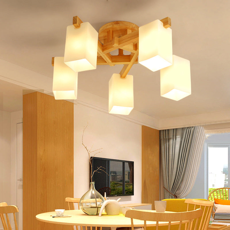 Rectangle Semi Flush Mount Light Fixture Wood Modern Simplicity Flush Mount Ceiling Light Fixture