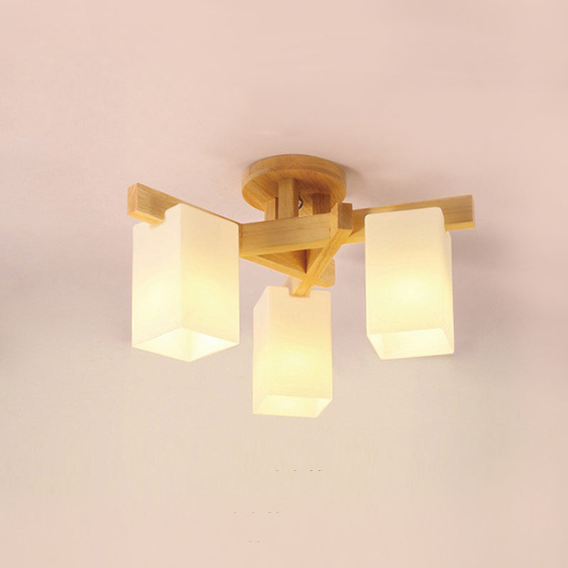 Rectangle Semi Flush Mount Light Fixture Wood Modern Simplicity Flush Mount Ceiling Light Fixture