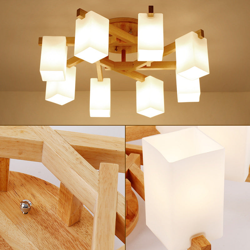 Rectangle Semi Flush Mount Light Fixture Wood Modern Simplicity Flush Mount Ceiling Light Fixture